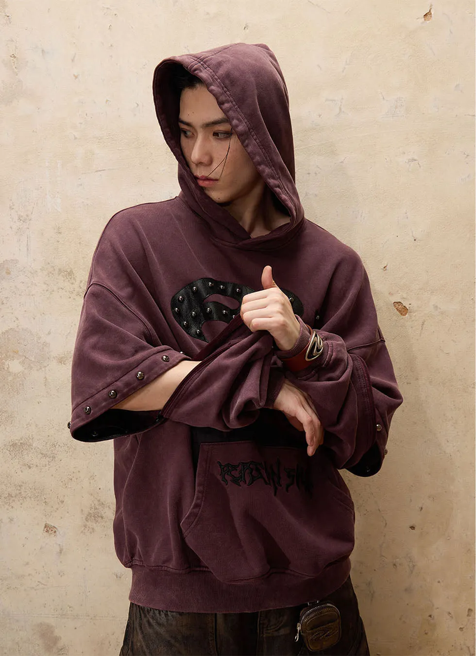 Metasymbol Leather Detachable Sleeve Parka