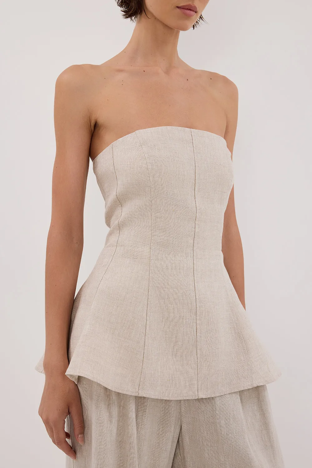 MONIQUE NATURAL LINEN TUNIC TOP