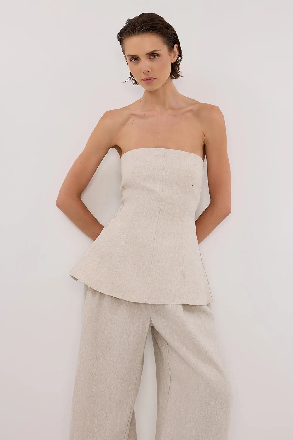 MONIQUE NATURAL LINEN TUNIC TOP