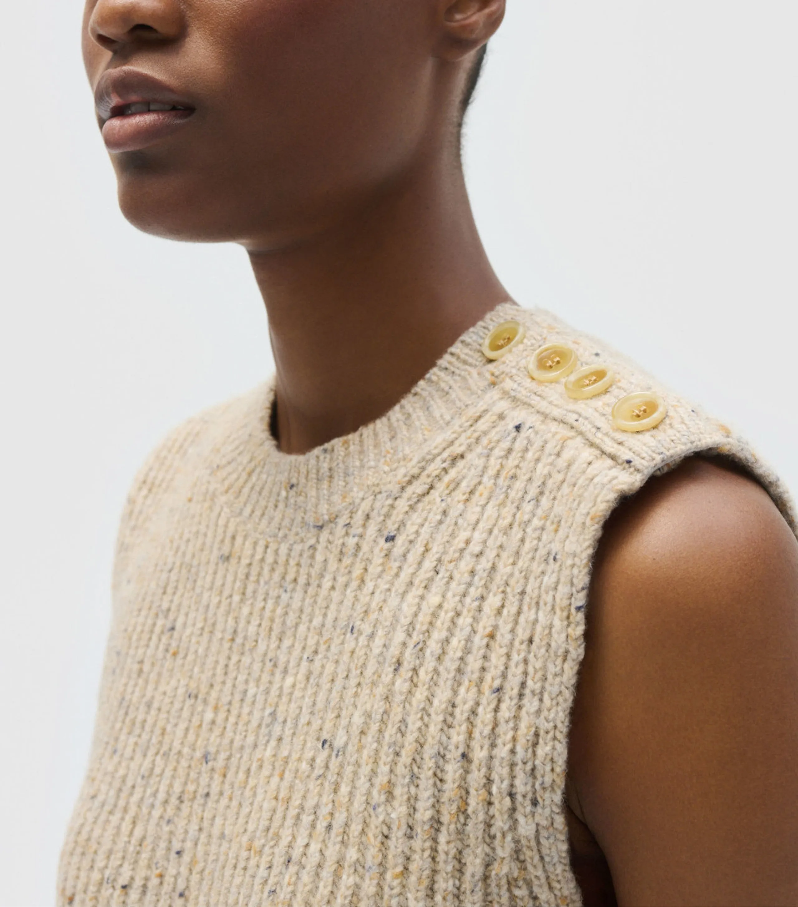 Nep Knit Shell Top in Oat