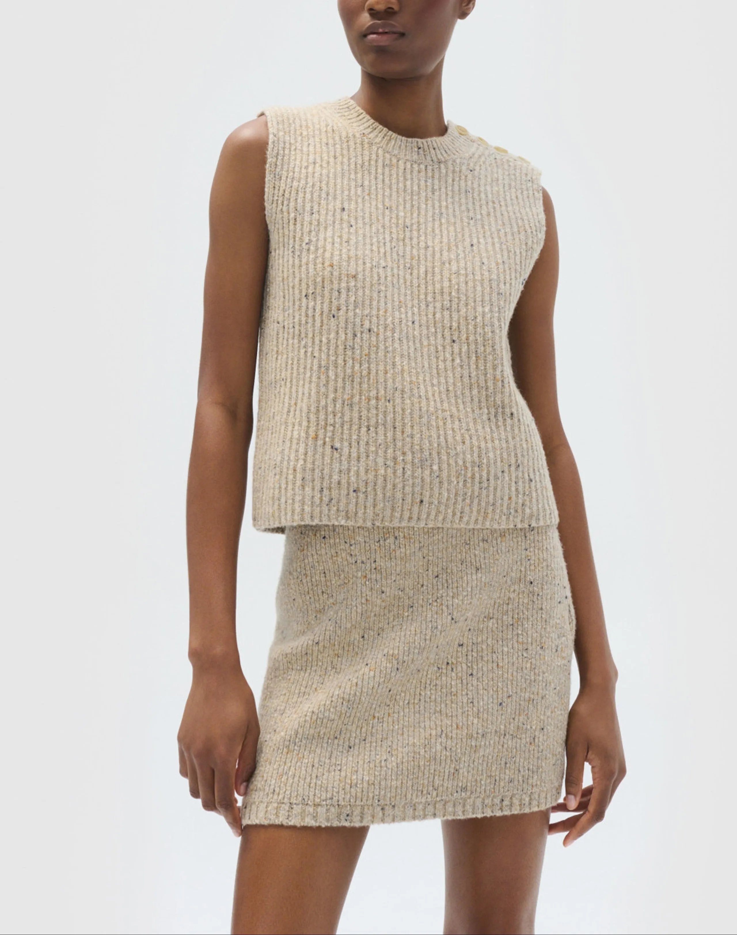 Nep Knit Shell Top in Oat