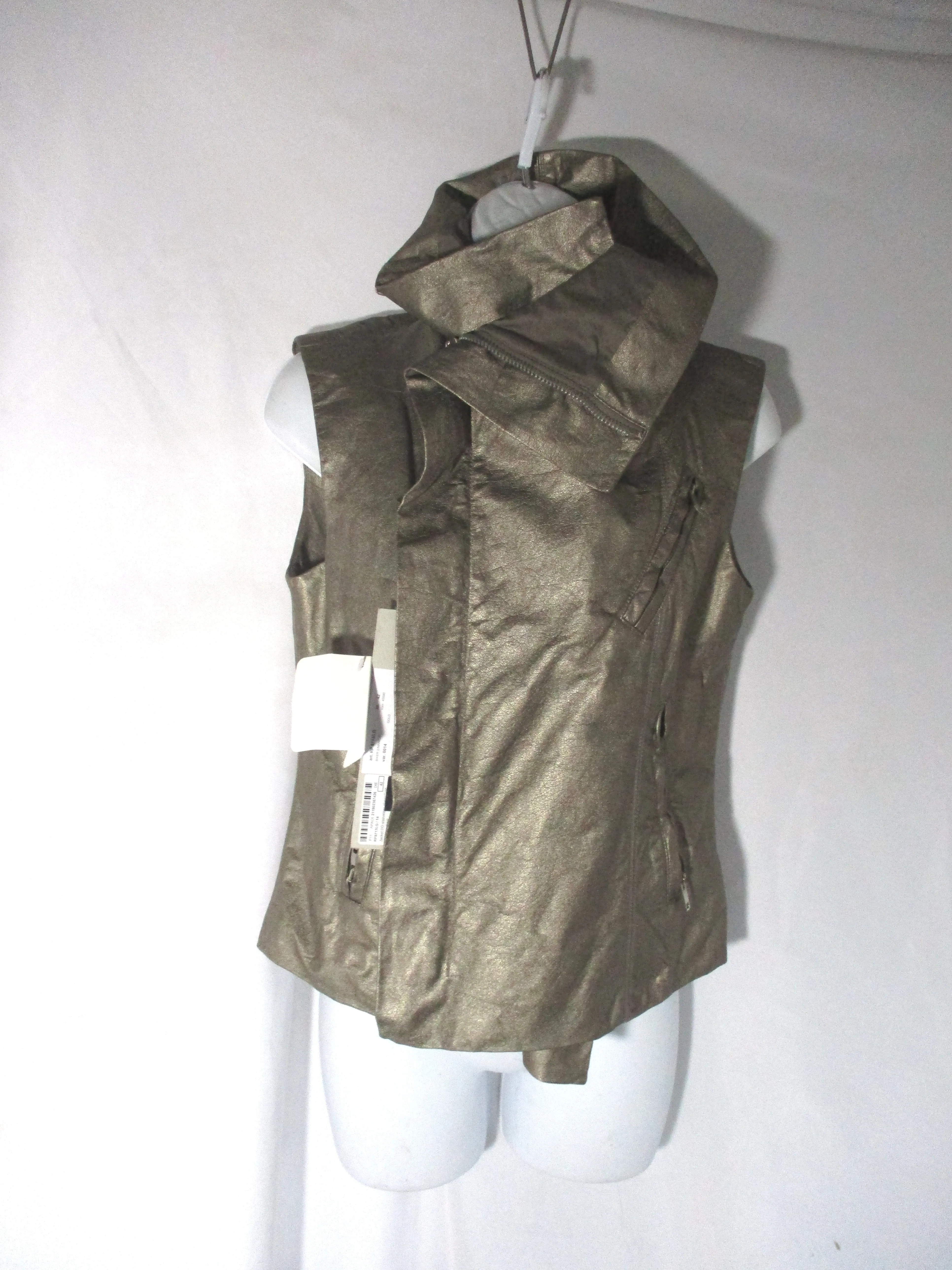 NWT NEW RICK OWENS DRKSHDW Leather BIKER VEST Waistcoat 42 GOLD