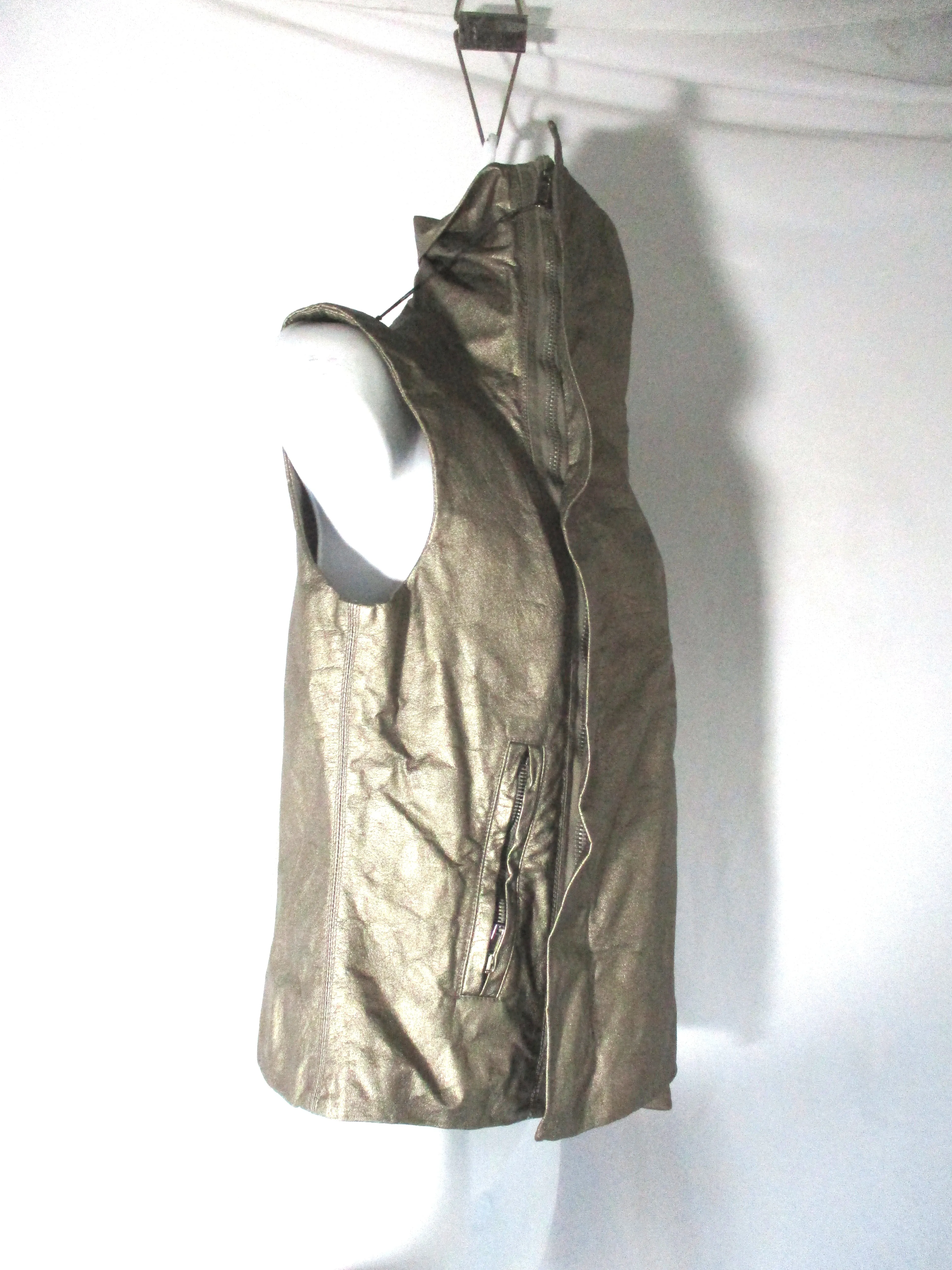 NWT NEW RICK OWENS DRKSHDW Leather BIKER VEST Waistcoat 42 GOLD