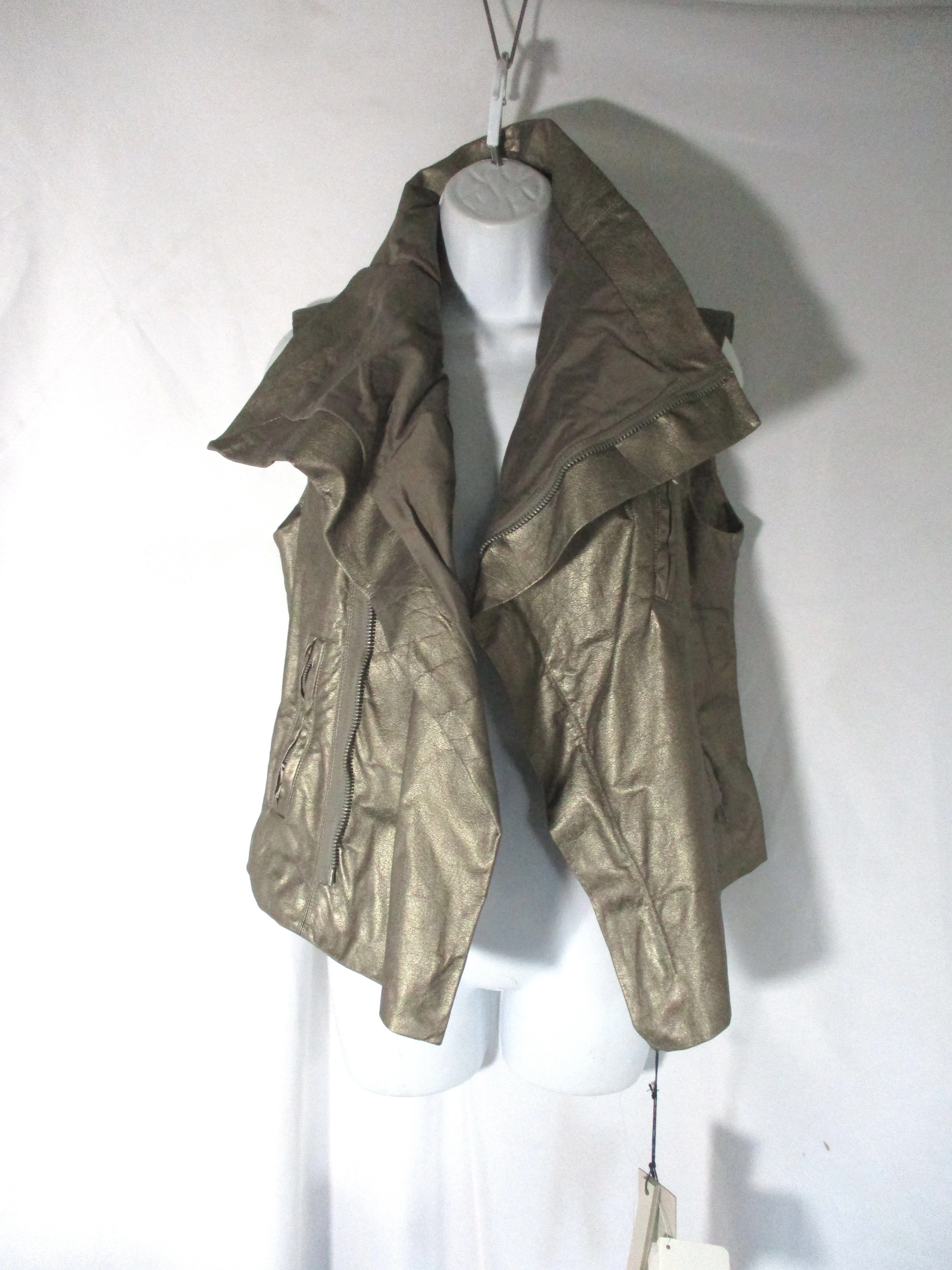 NWT NEW RICK OWENS DRKSHDW Leather BIKER VEST Waistcoat 42 GOLD