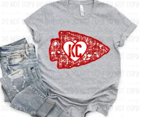 Red Heart Splatter Plaid Arrowhead Faux Embroidery - PNG