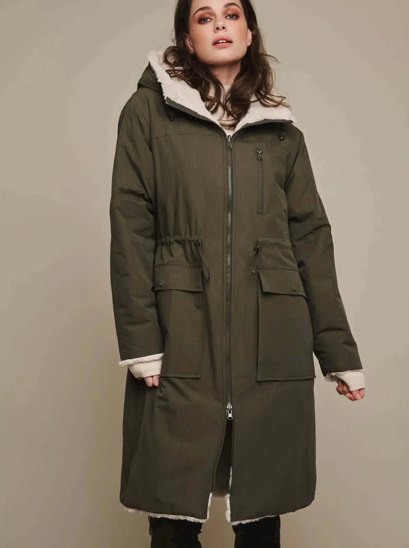 Rino   Pelle JOSEIN Reversible Parka - Dark Olive