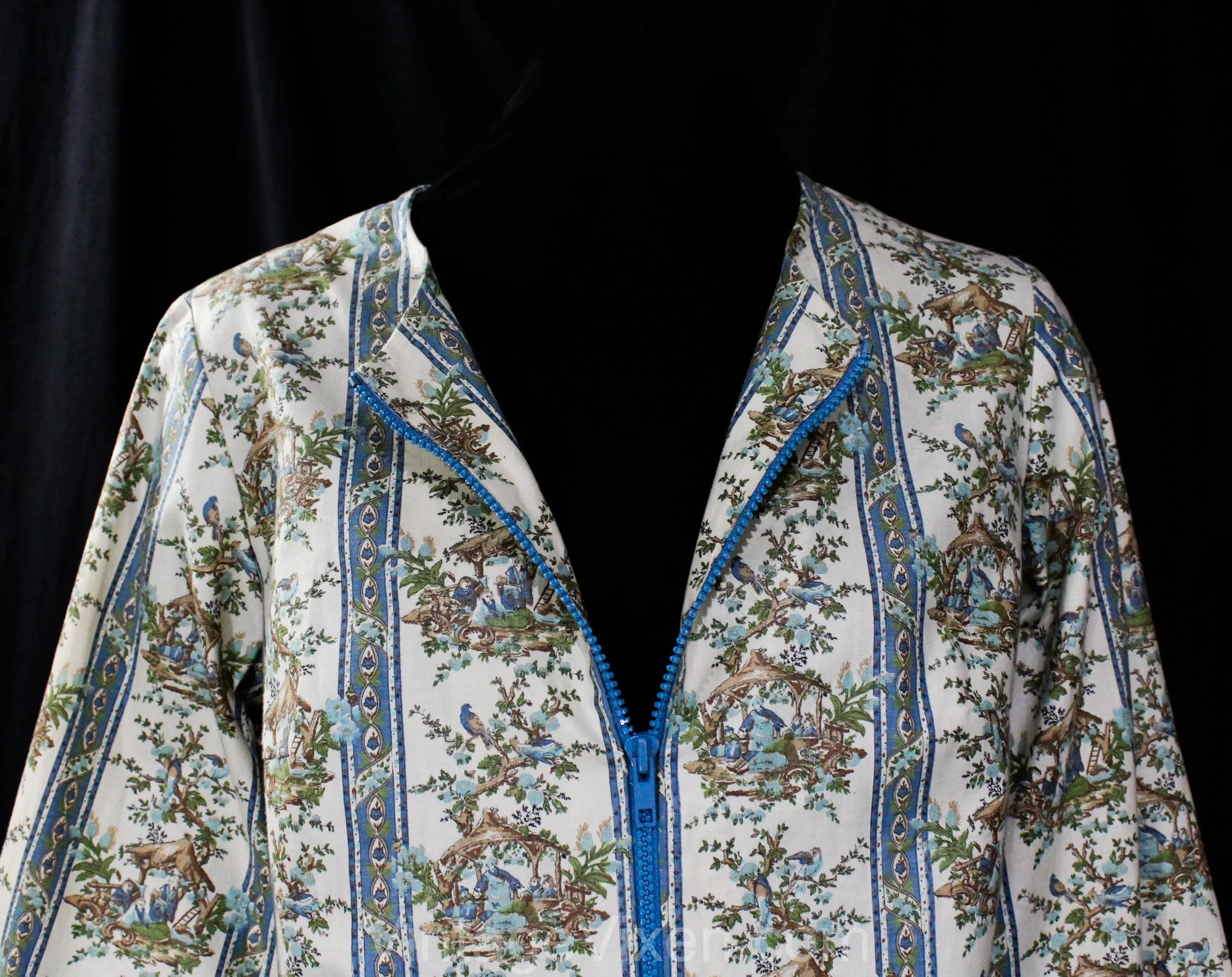 Size 8 Asian Chinoiserie Novelty Print Pant Set - 1960s Spring Cotton Pantsuit - Tunic, Shirt & Tailored Pant - 60s Deadstock - Waist 27