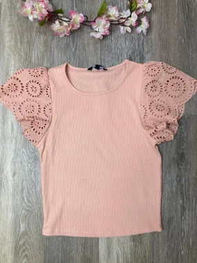 STE Olina Eyelet Sleeve Top in Blush
