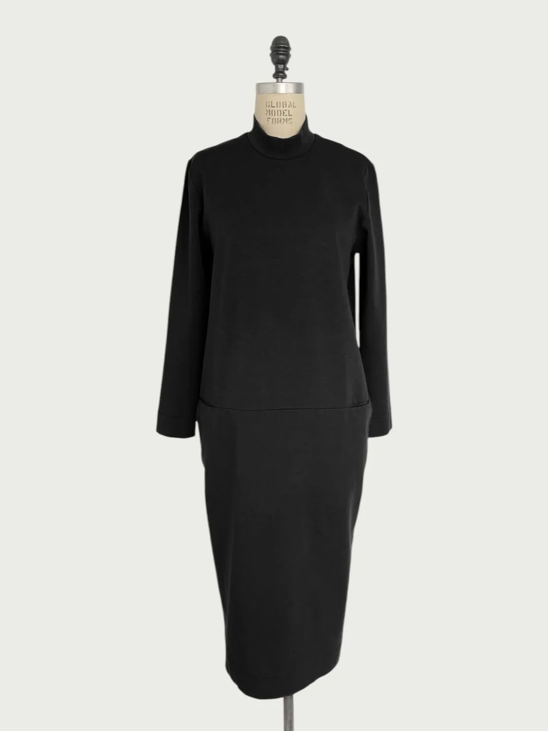 Structured Mock Neck Dress in Black, medium / OG Price: $228.00