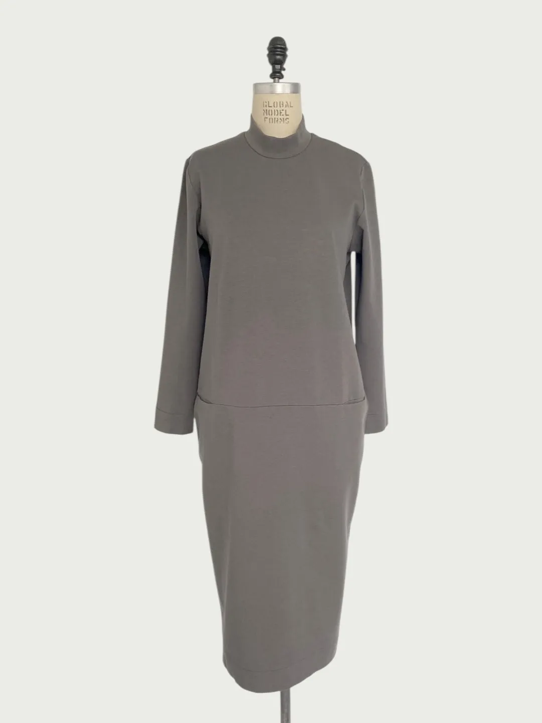 Structured Mock Neck Dress in Grey, small / OG Price: $228.00