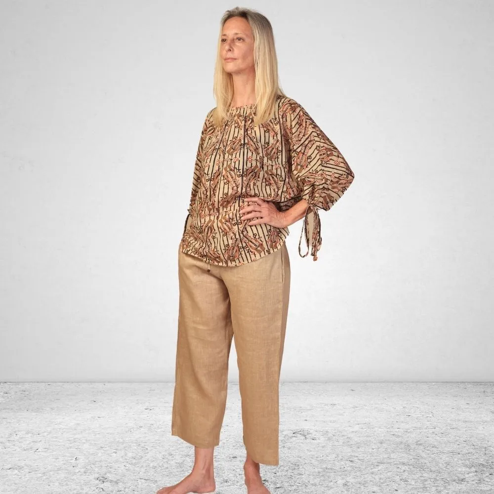 The Dolma Top | Breathable Cotton | Versatile Top | Hand Block Printed | Beige