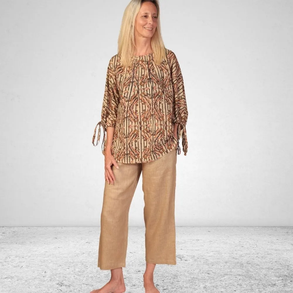 The Dolma Top | Breathable Cotton | Versatile Top | Hand Block Printed | Beige