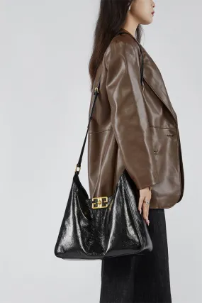 Top layer women's cowhide hobo armpit handbag shoulder bag 2829 black
