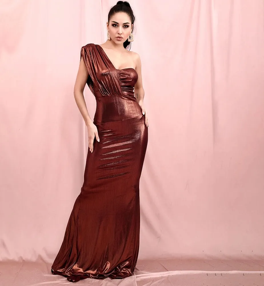 Tube Top Strapless Reflective Bodycon Maxi Dress