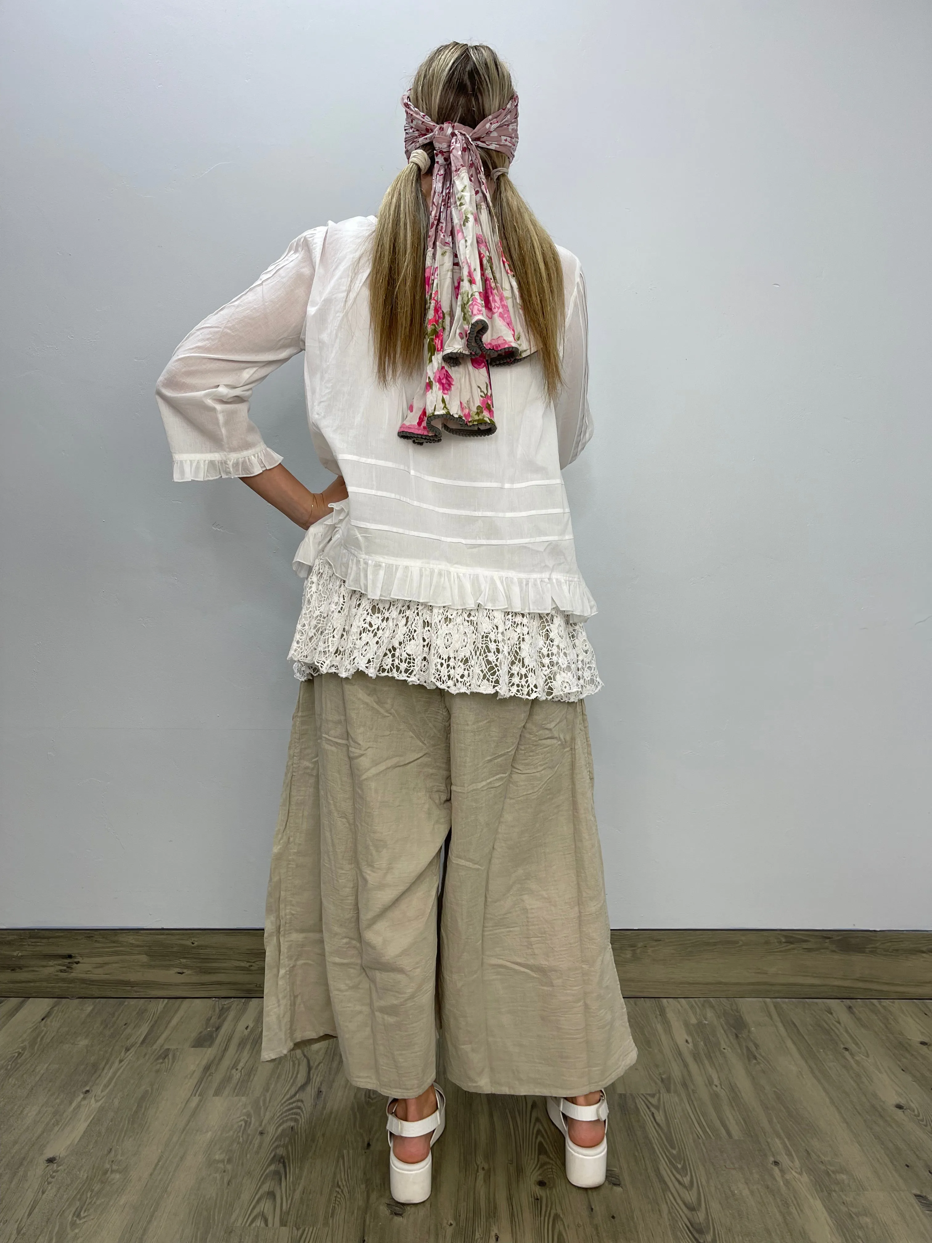 Two Piece White Embroidered Set Top