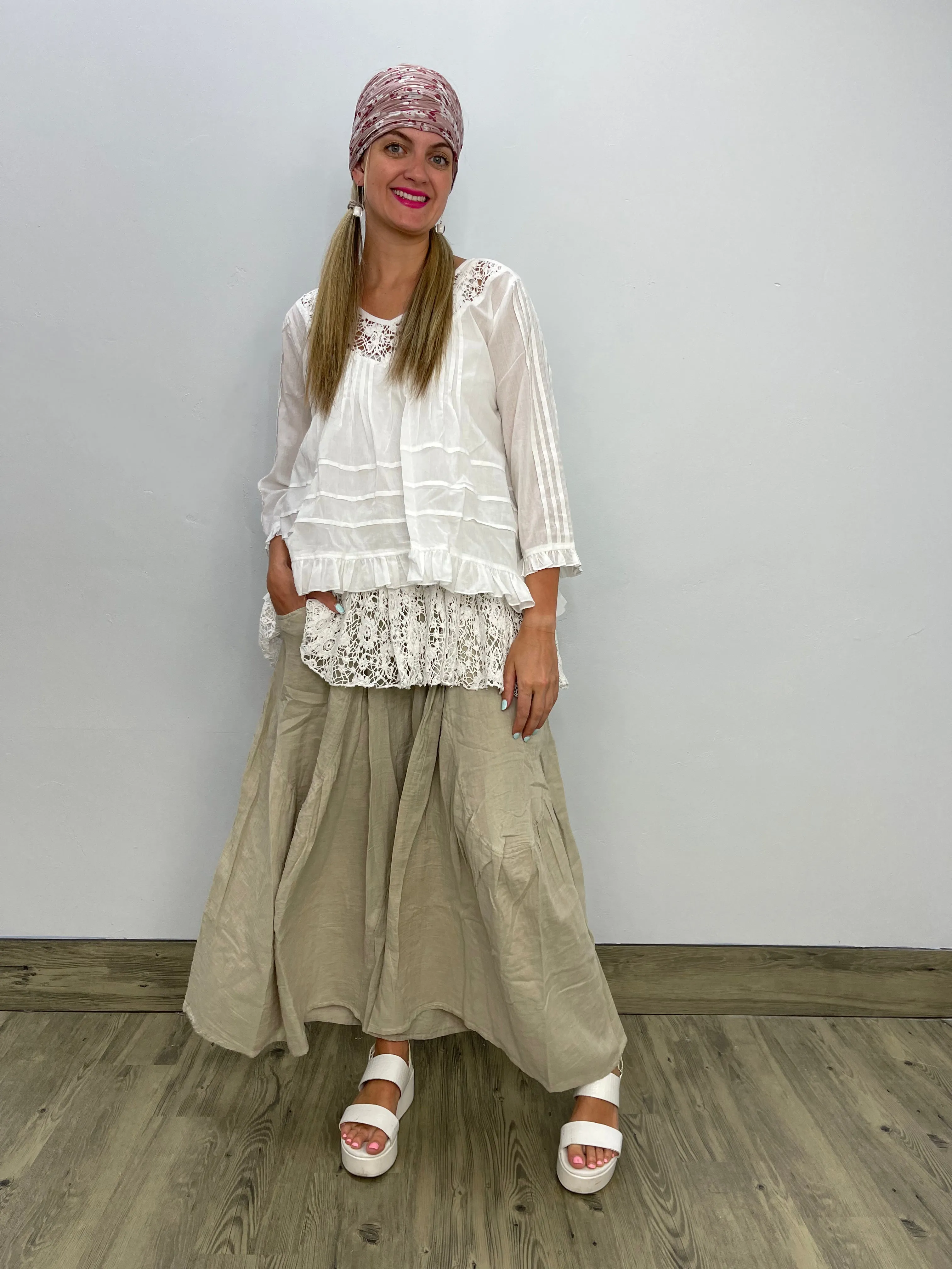 Two Piece White Embroidered Set Top