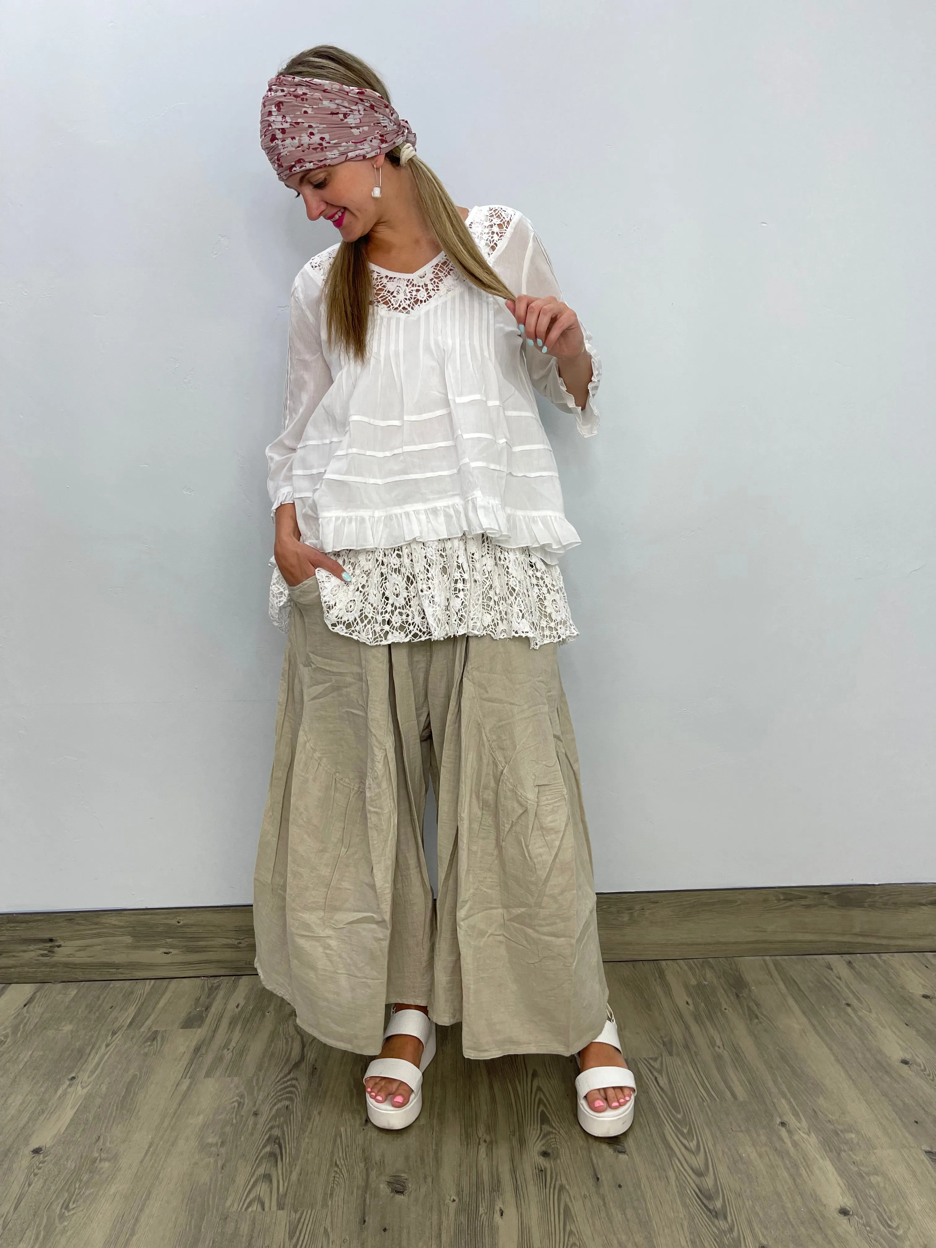 Two Piece White Embroidered Set Top