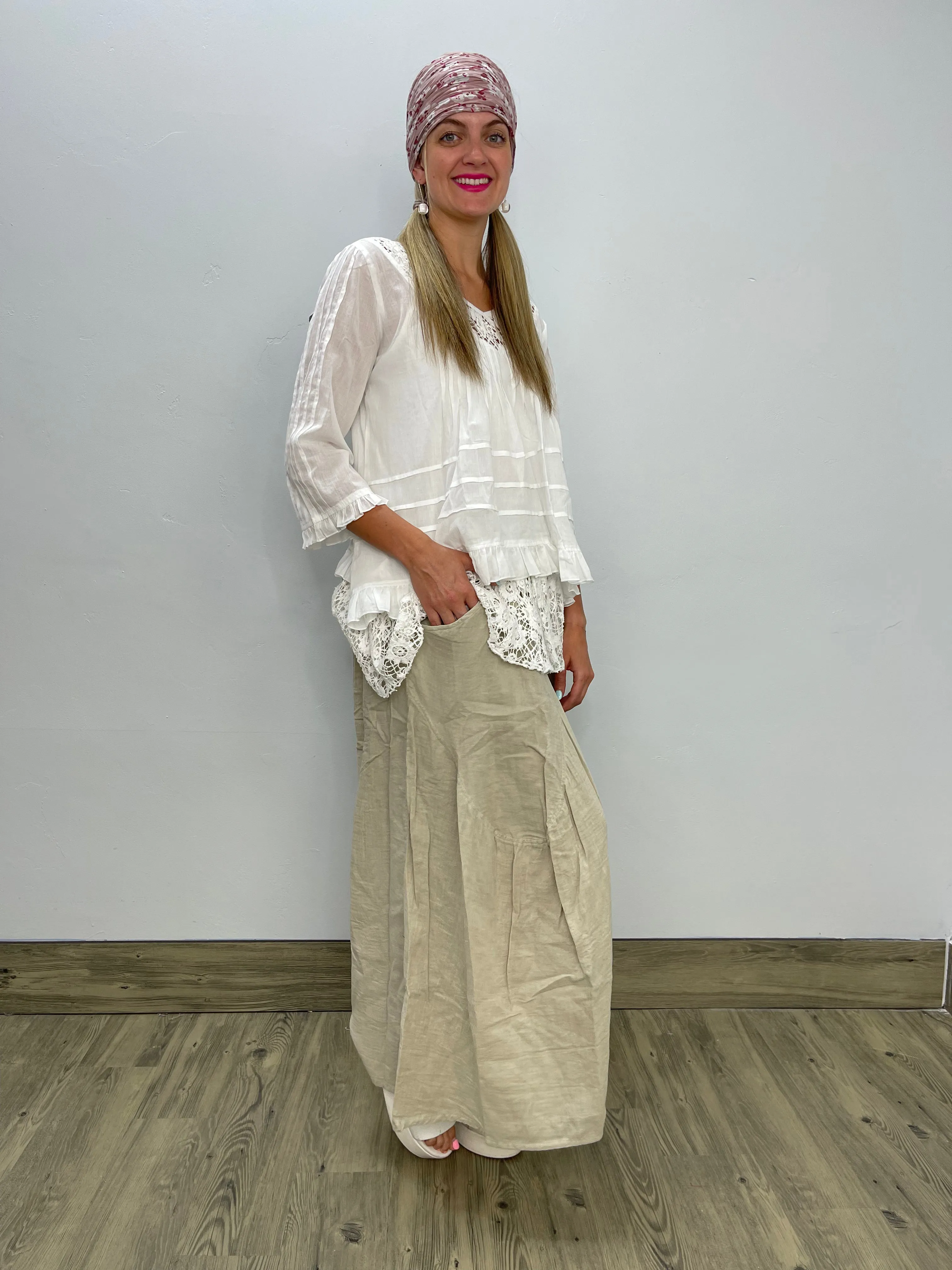 Two Piece White Embroidered Set Top